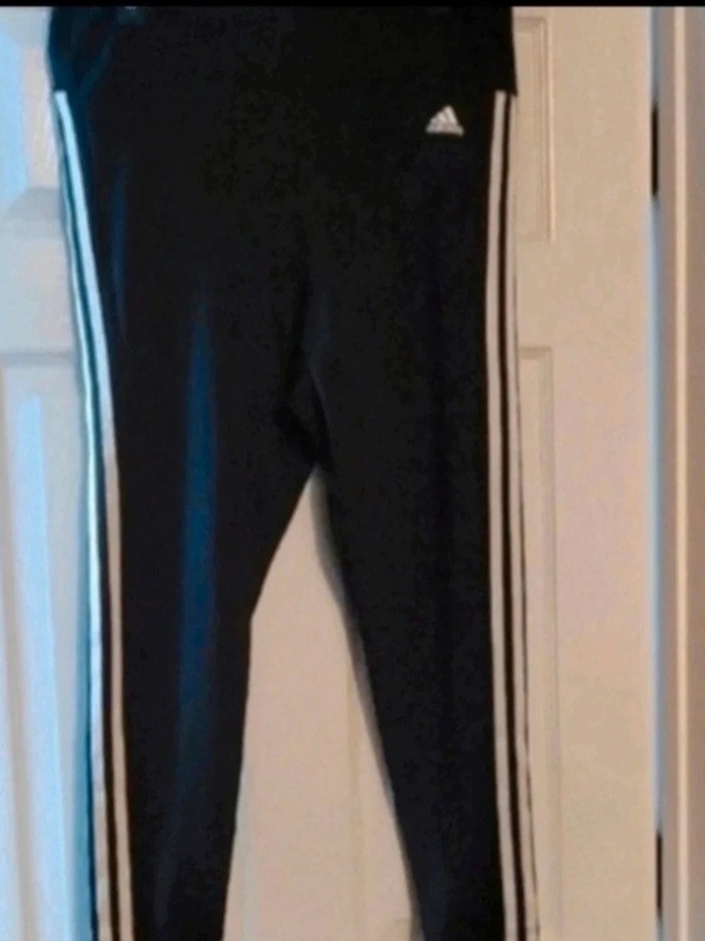 Adidas Black Leggings with White Three-Stripe Side Detail